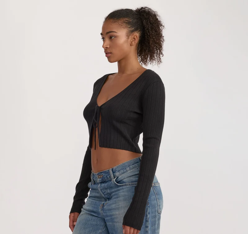 Soft Knit Rib Tie Cardigan