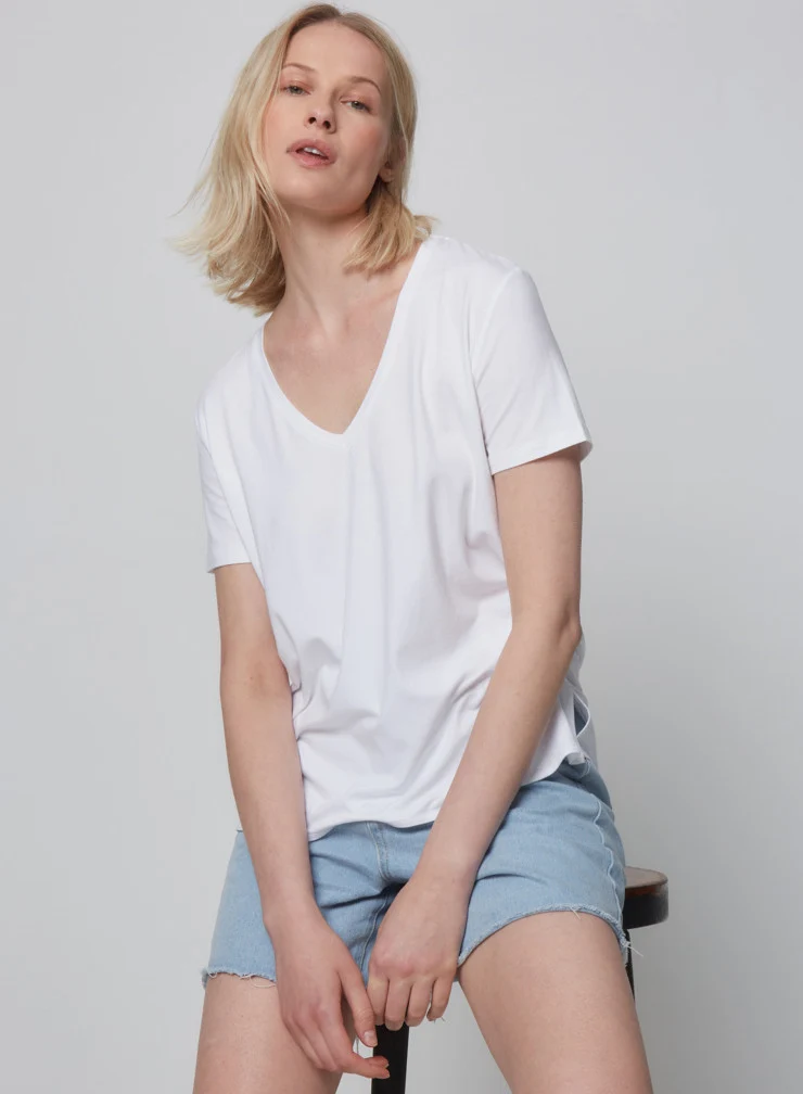 Soft Touch V Neck White