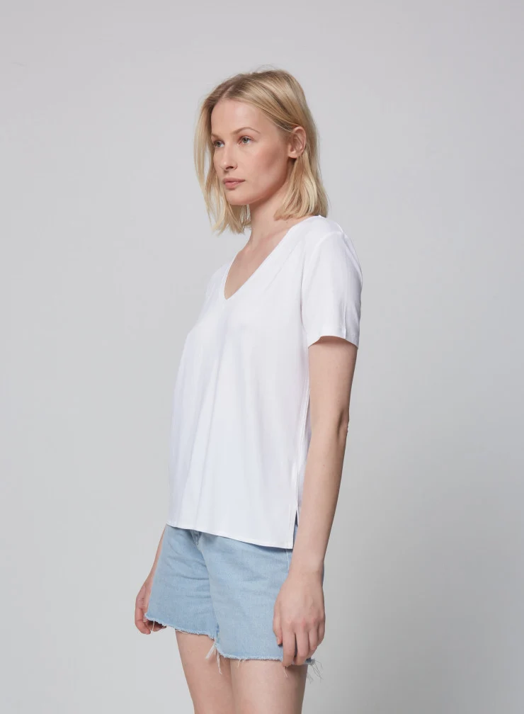 Soft Touch V Neck White