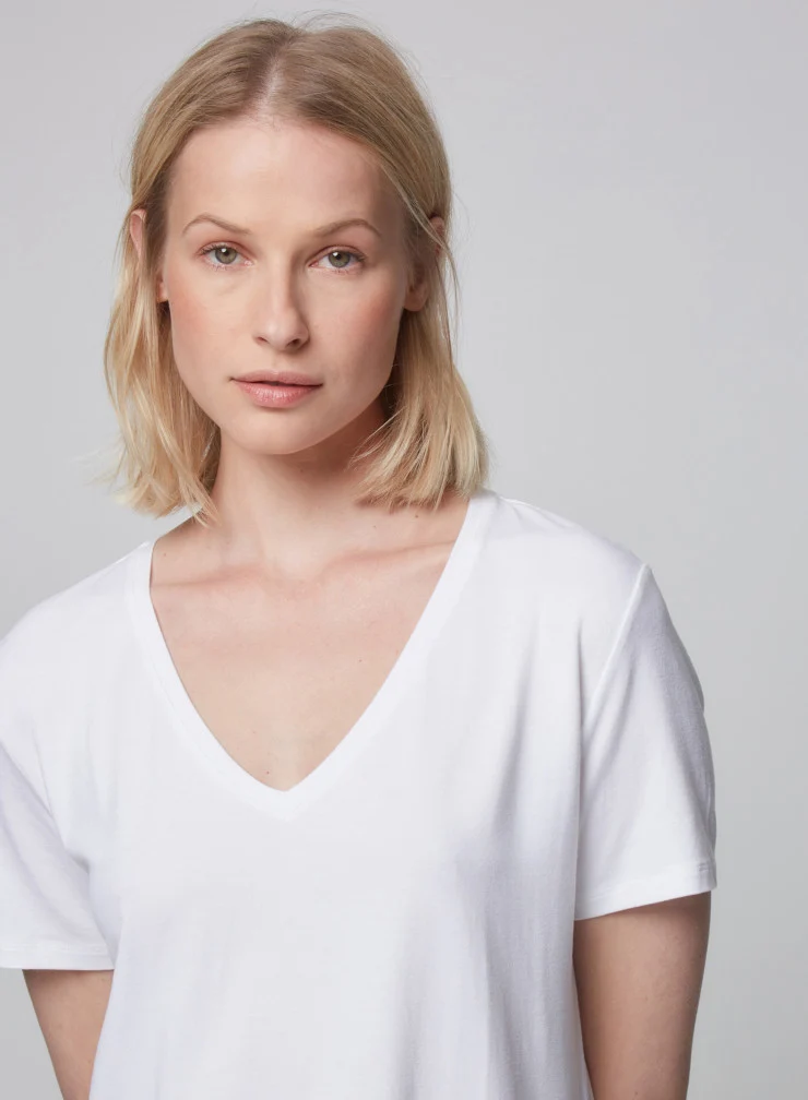 Soft Touch V Neck White