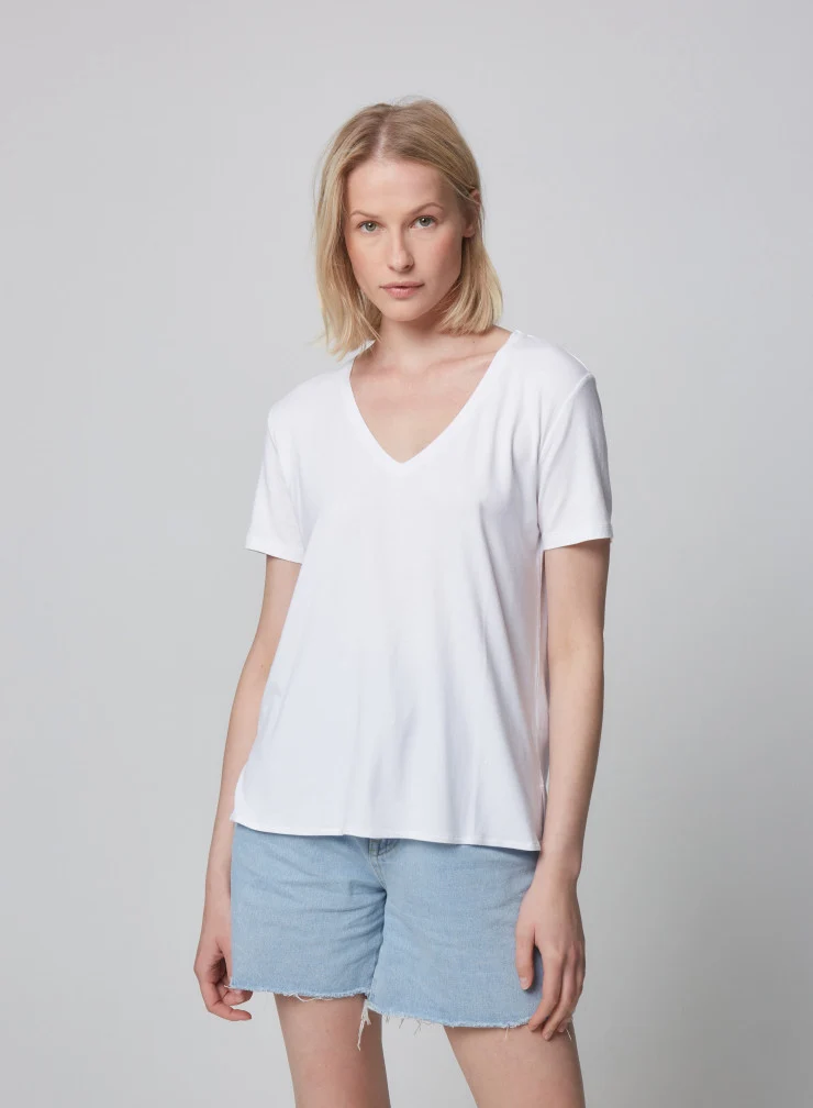 Soft Touch V Neck White