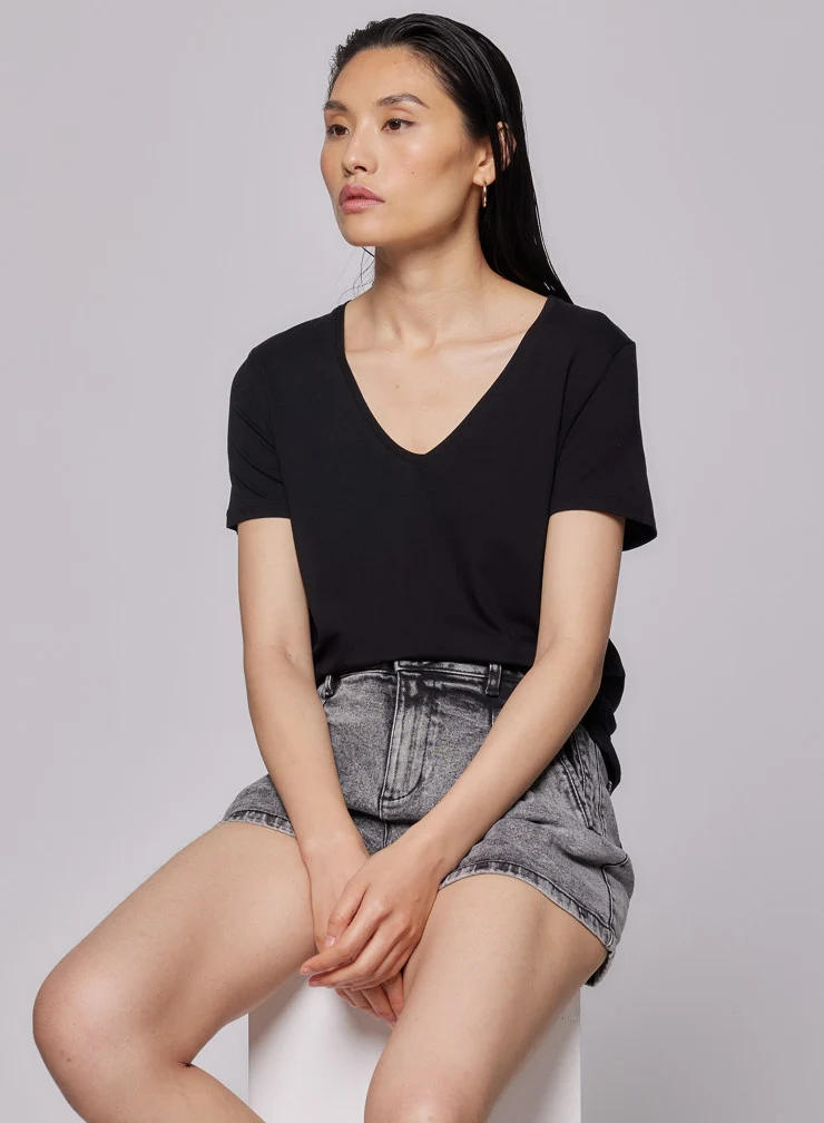 Soft Touch V Neck Black