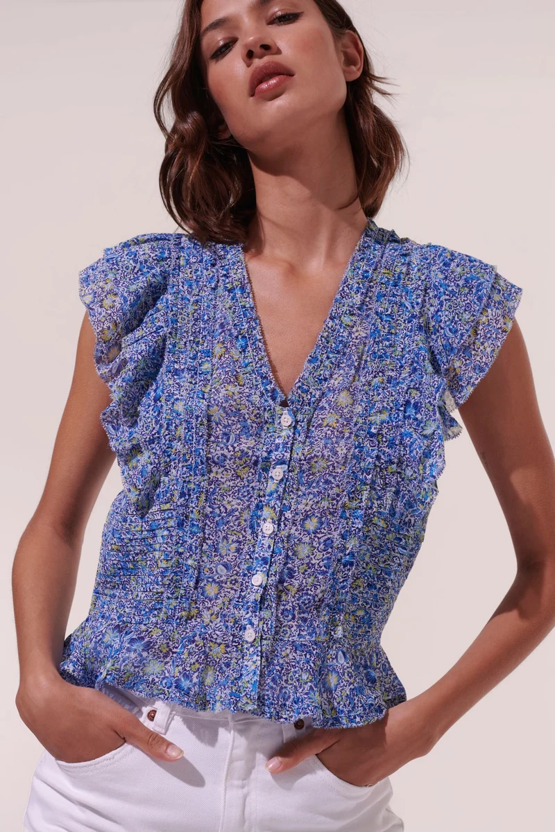 Amanda Blue Mayflower Top