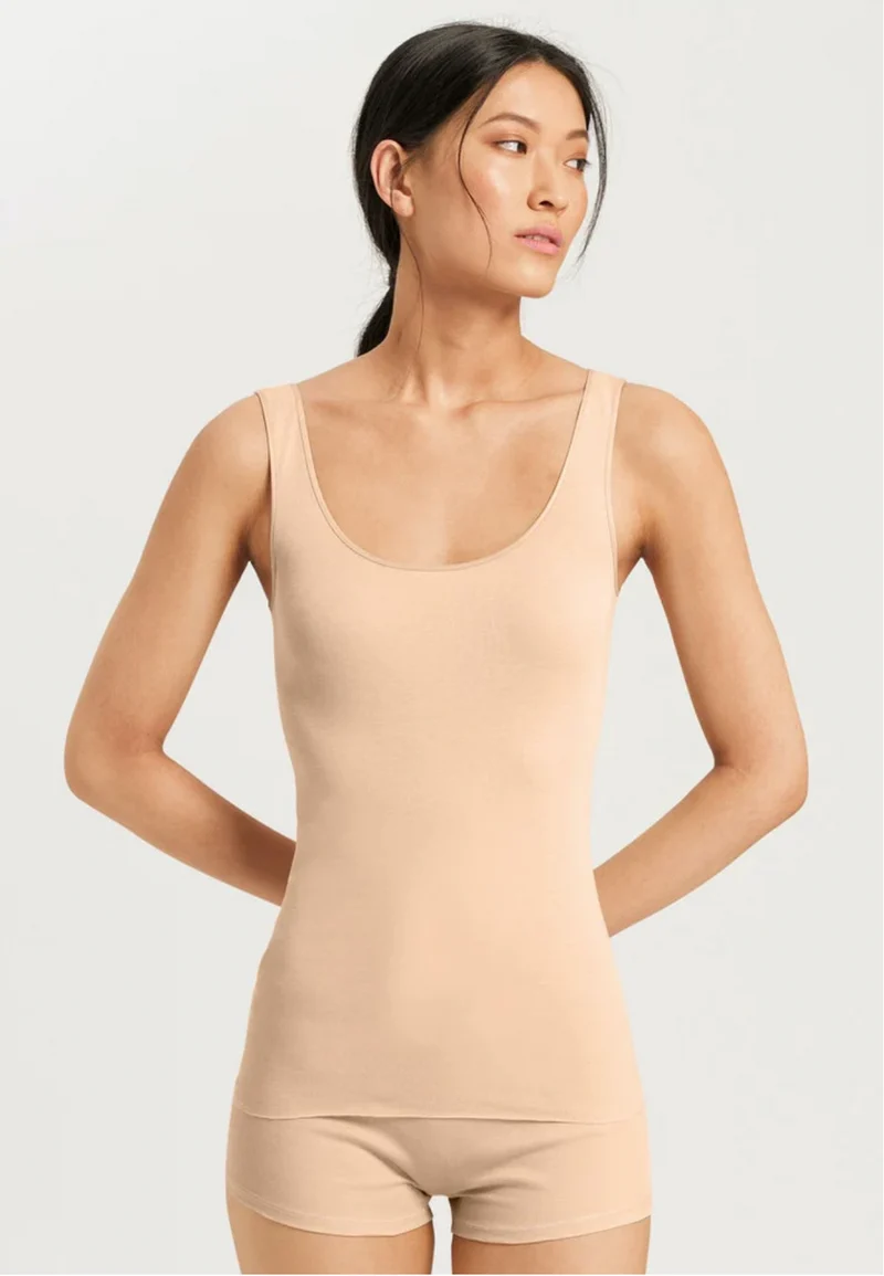 Cotton Seamless Tank Top Beige