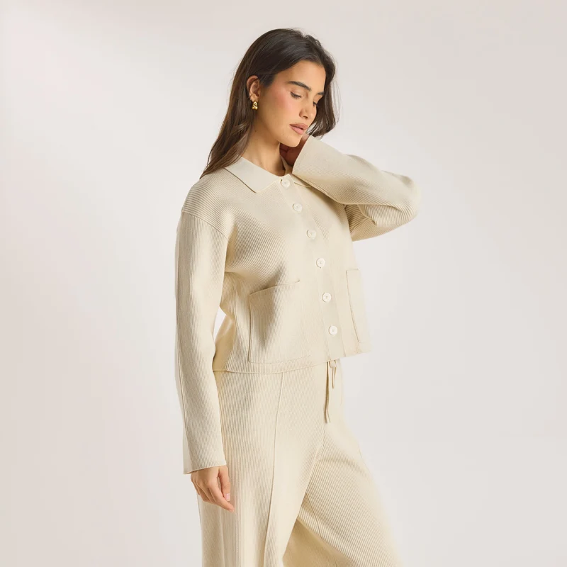 Knitted Oversized Shirt - Cream