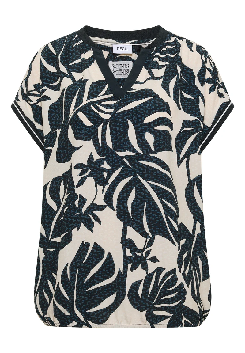 Bluse mit Split Neck und Printmix