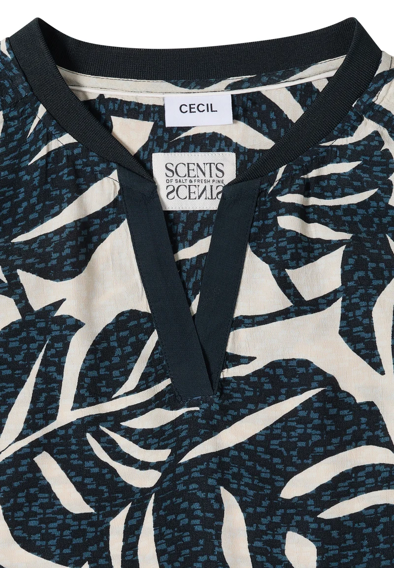 Bluse mit Split Neck und Printmix
