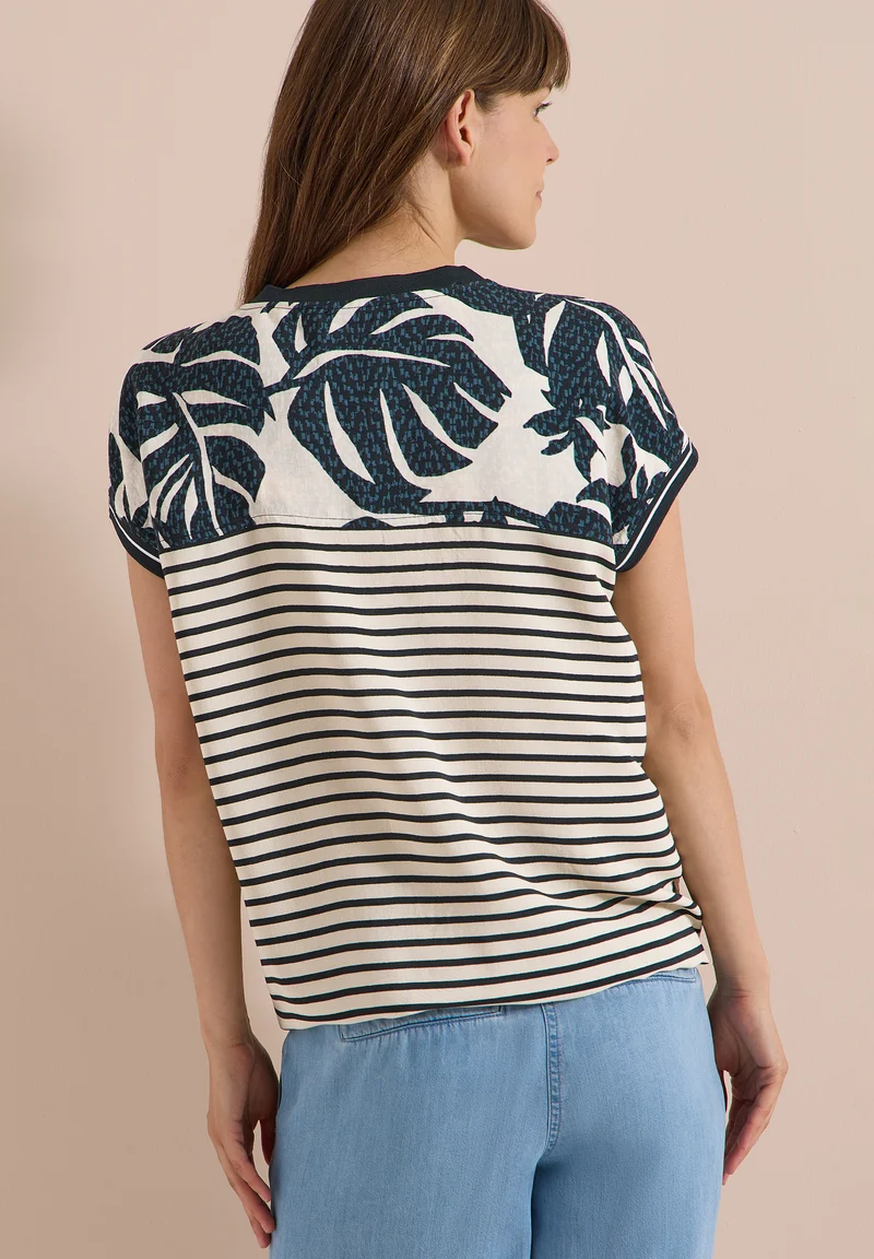 Bluse mit Split Neck und Printmix