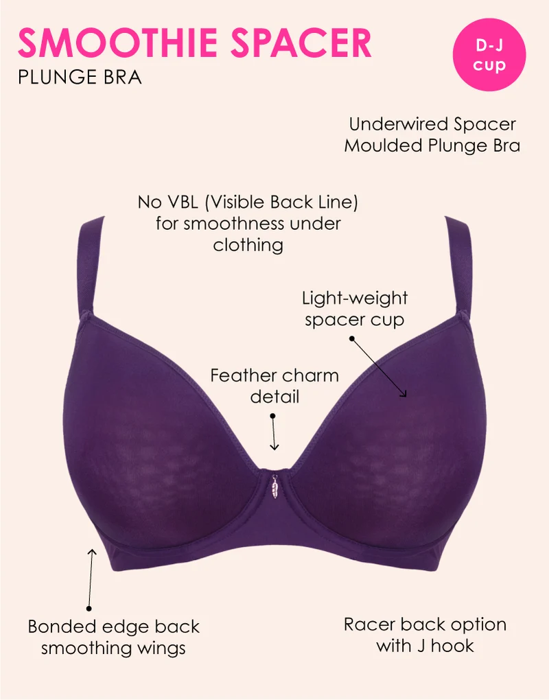 Curvy Kate Smoothie Spacer Moulded T-Shirt Plunge Bra Deep Purple