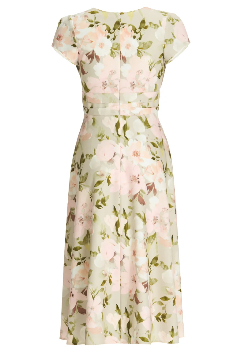 Midi Kleid aus floral bedrucktem Scuba