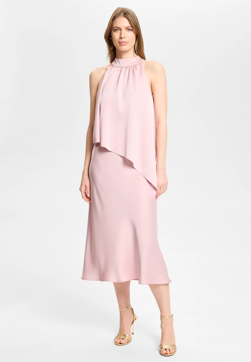 Cocktailkleid aus Satin mit amerikanischer Schulter