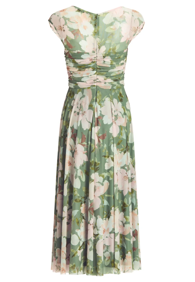Cocktailkleid aus Mesh mit geraffter Korsage