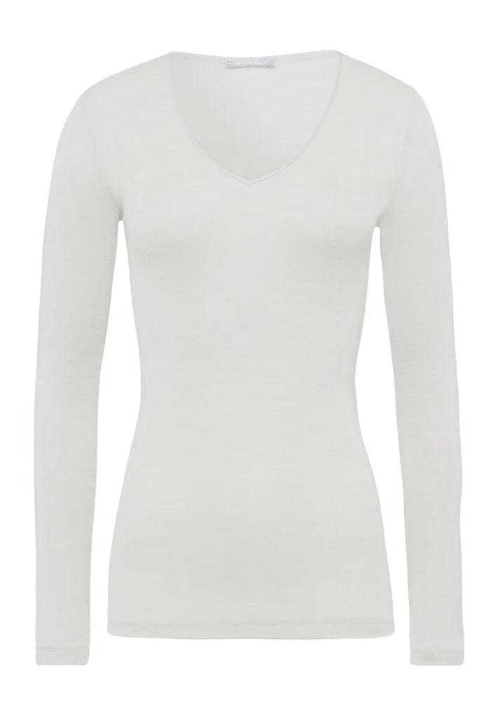 Woolen Silk Long Sleeve Top Cygne