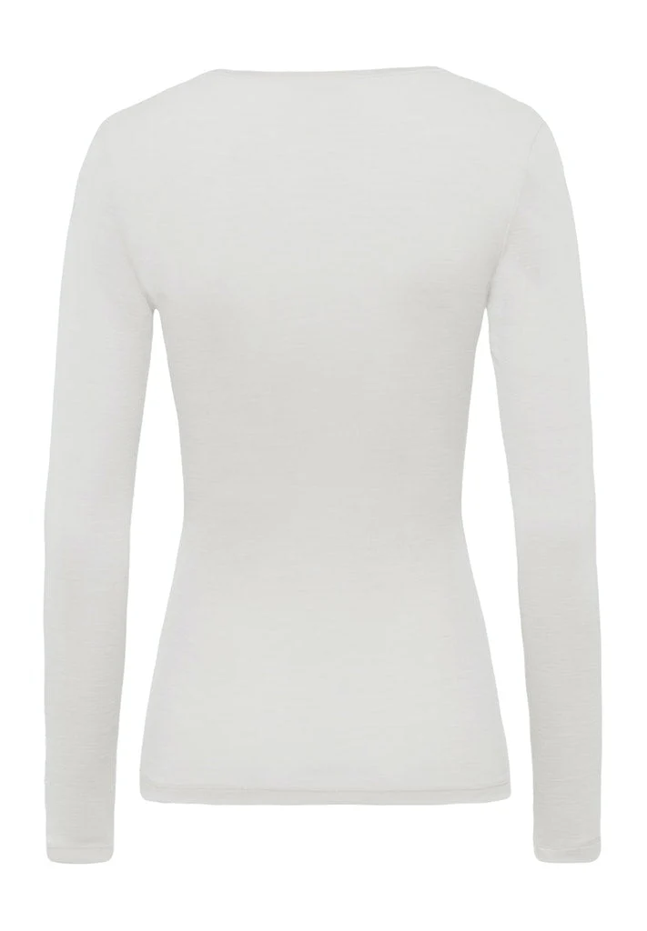 Woolen Silk Long Sleeve Top Cygne