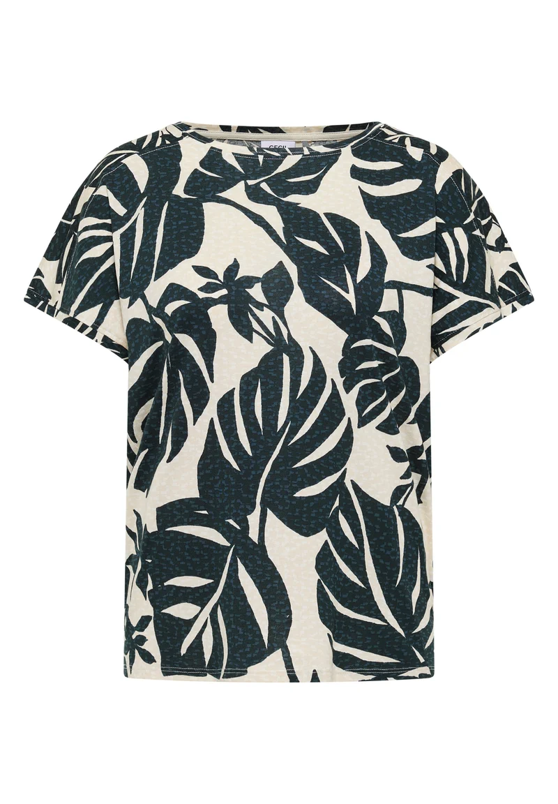 T-Shirt mit U-Boot-Ausschnitt und Print