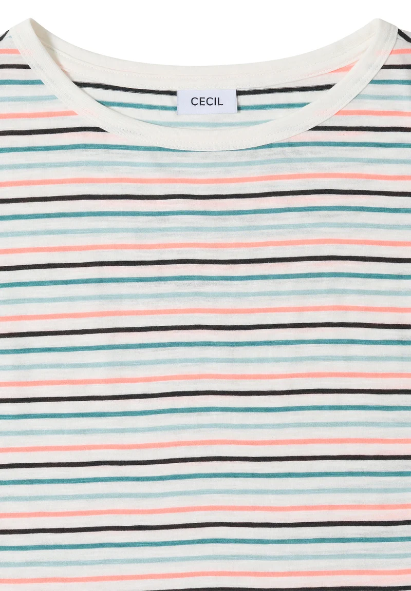 T-Shirt mit Boat Neck und Turn-Up-Detail