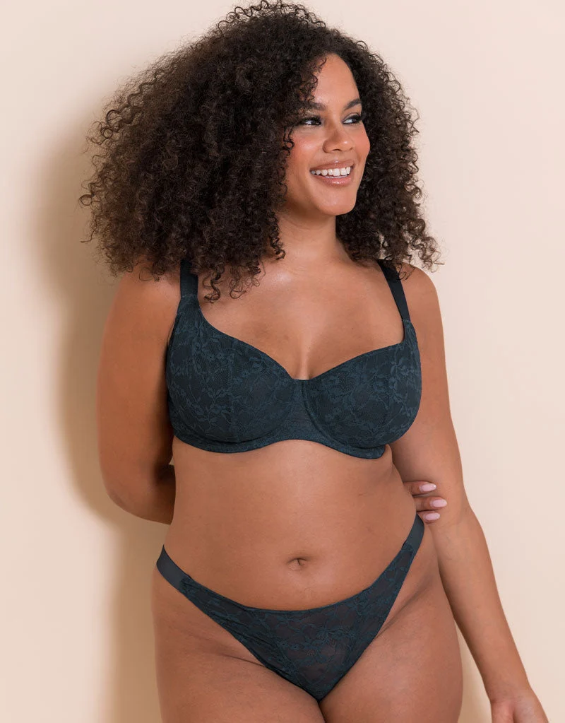 Curvy Kate All Night Lace Tanga Denim Blue