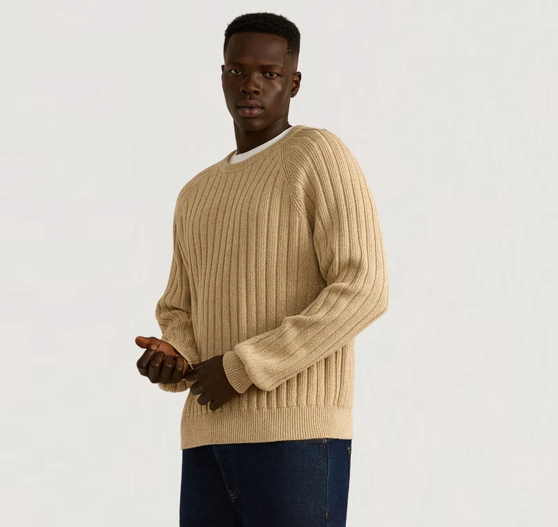 Soft Knit Rib Raglan Sweater
