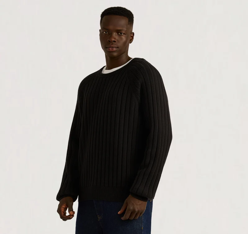 Soft Knit Rib Raglan Sweater