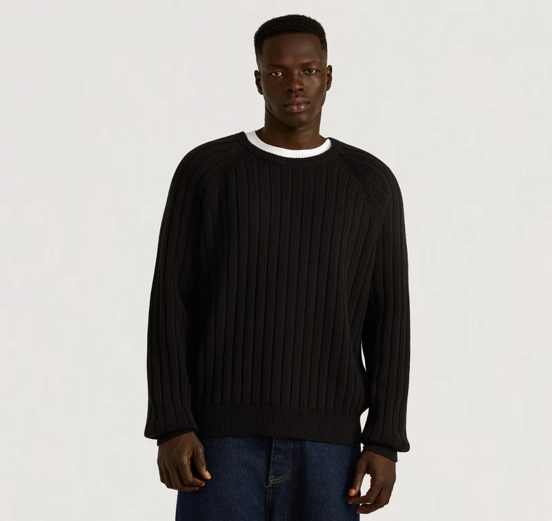 Soft Knit Rib Raglan Sweater