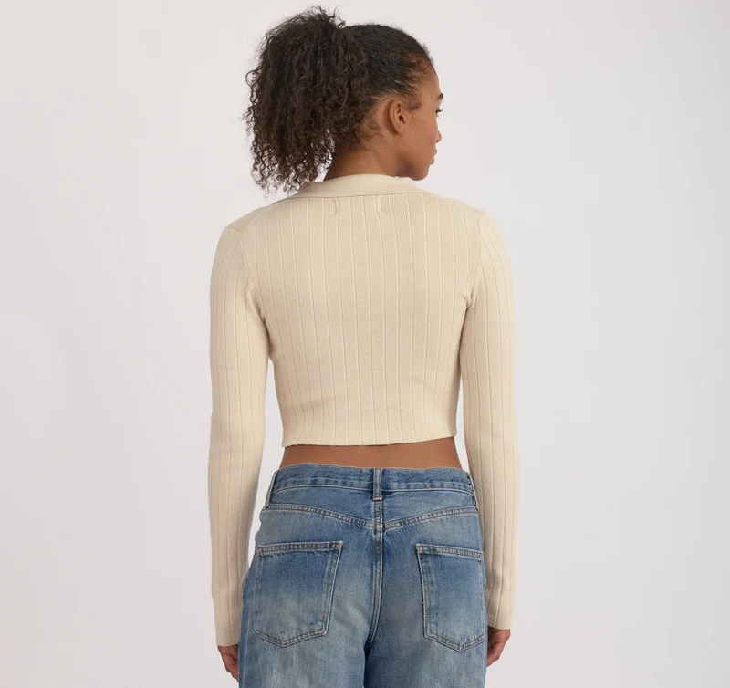 Soft Knit Rib V-Neck Polo