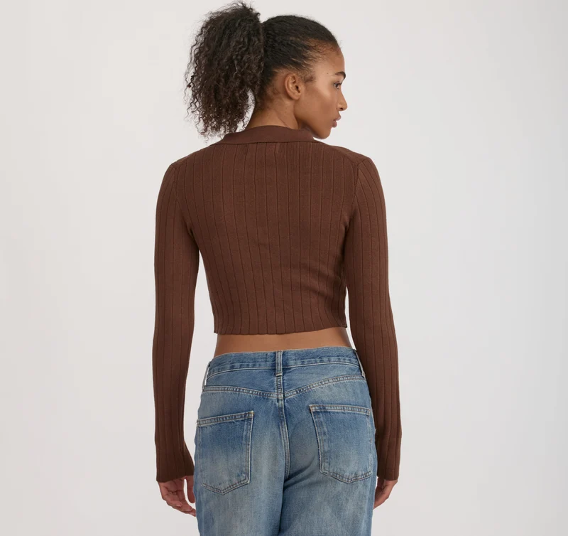 Soft Knit Rib V-Neck Polo