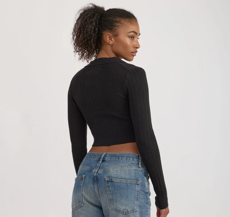 Soft Knit Rib V-Neck Polo