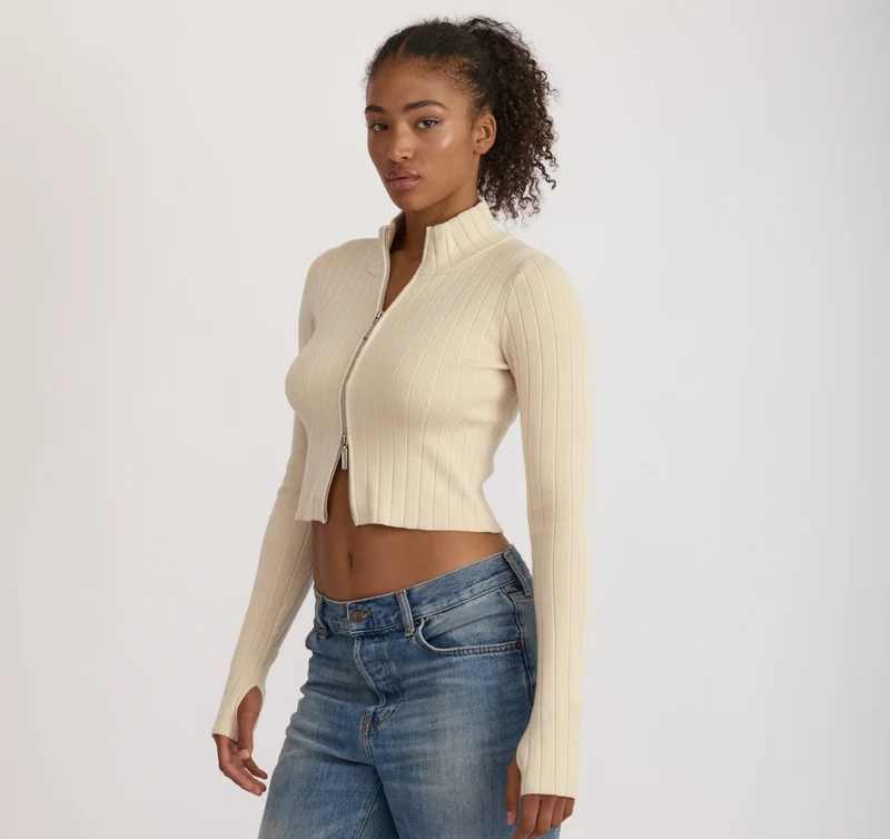 Soft Knit Rib Track Jacket