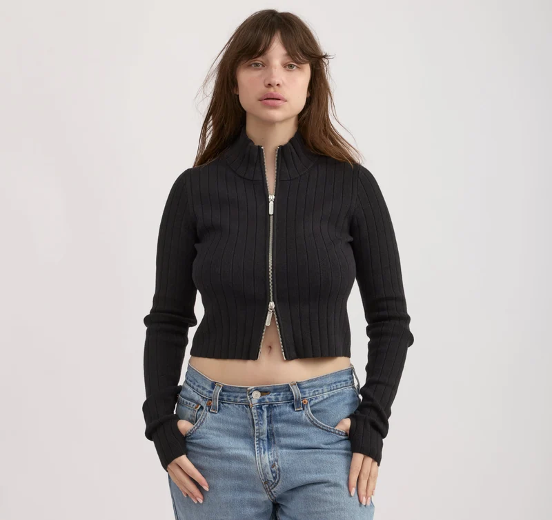 Soft Knit Rib Track Jacket