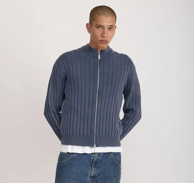 Soft Knit Rib Zip Track Jacket