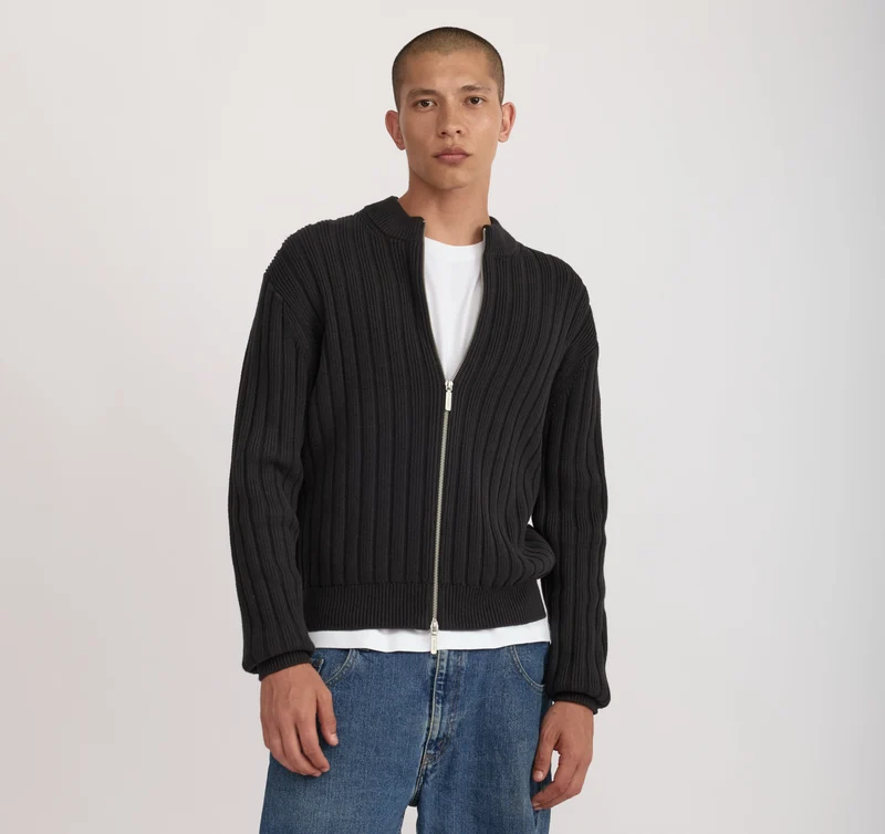 Soft Knit Rib Zip Track Jacket