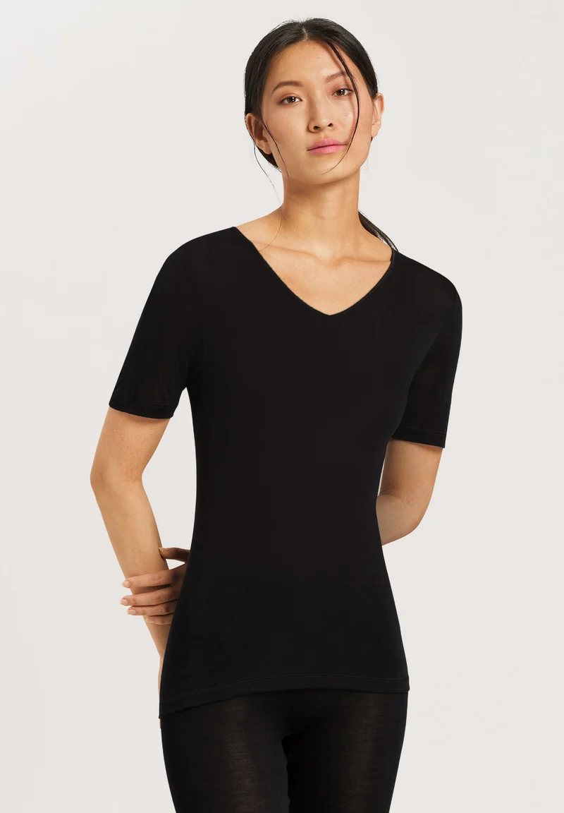 Pure Silk S/SLV Shirt | black 071718-070019
