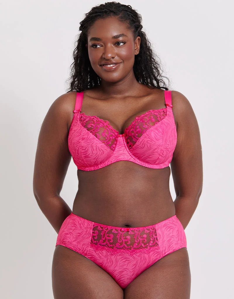 Flirtelle Swirl Balcony Bra Pink Zebra Print