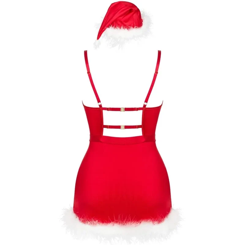 LIVCO CORSETTI FASHION - AGETHE LC 90607 CHEMISE + STRING + WEIHNACHTSMÜTZE L/XL
