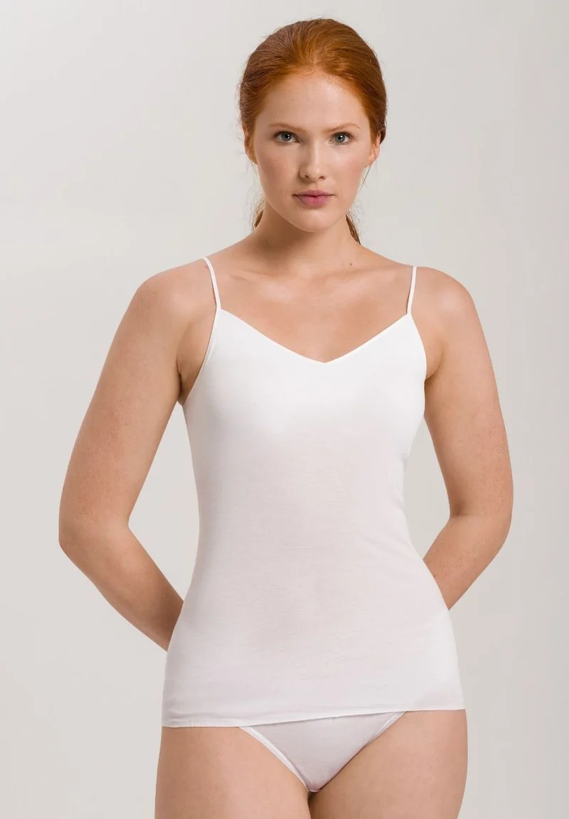 Cotton Seamless Padded Spaghetti Top White