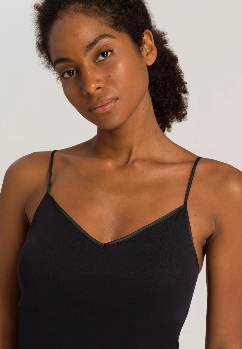 Cotton Seamless Padded Spaghetti Top Black