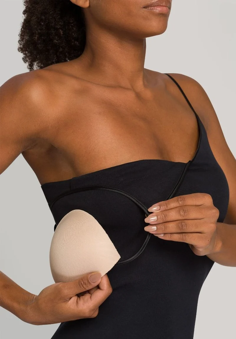 Cotton Seamless Padded Spaghetti Top Black