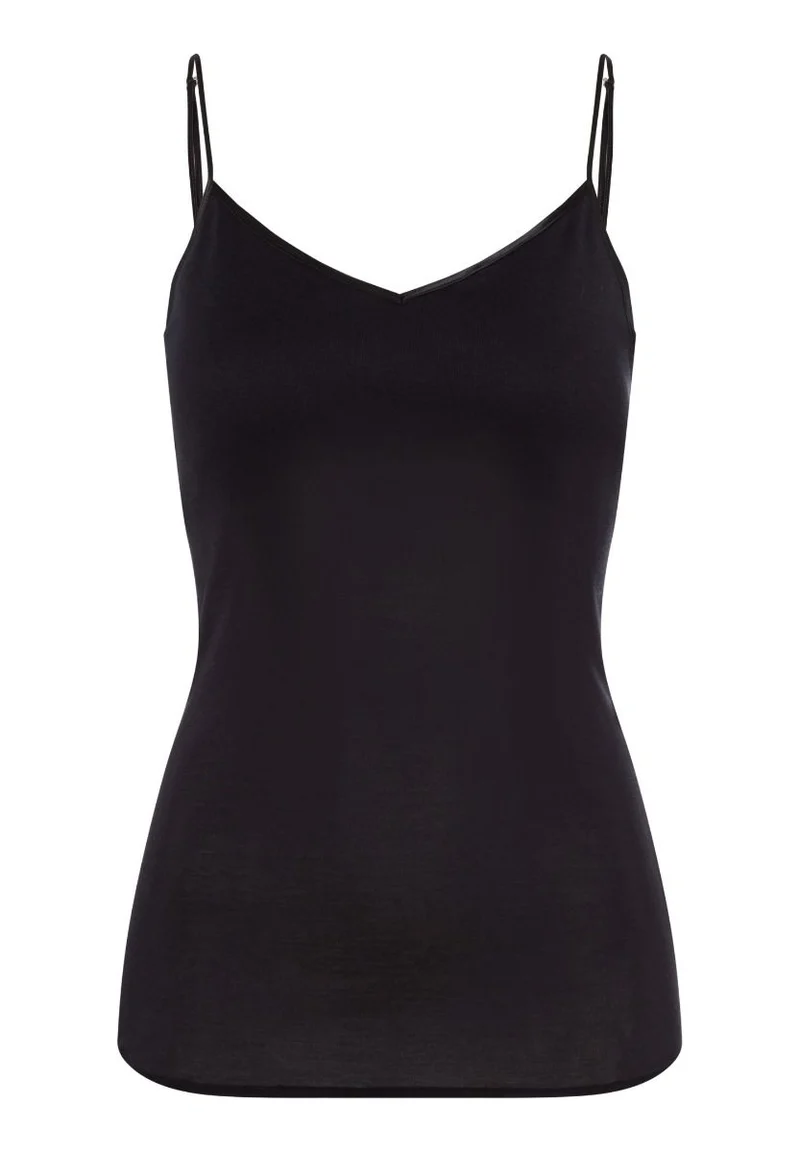 Cotton Seamless Padded Spaghetti Top Black