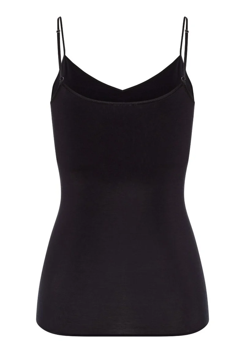 Cotton Seamless Padded Spaghetti Top Black