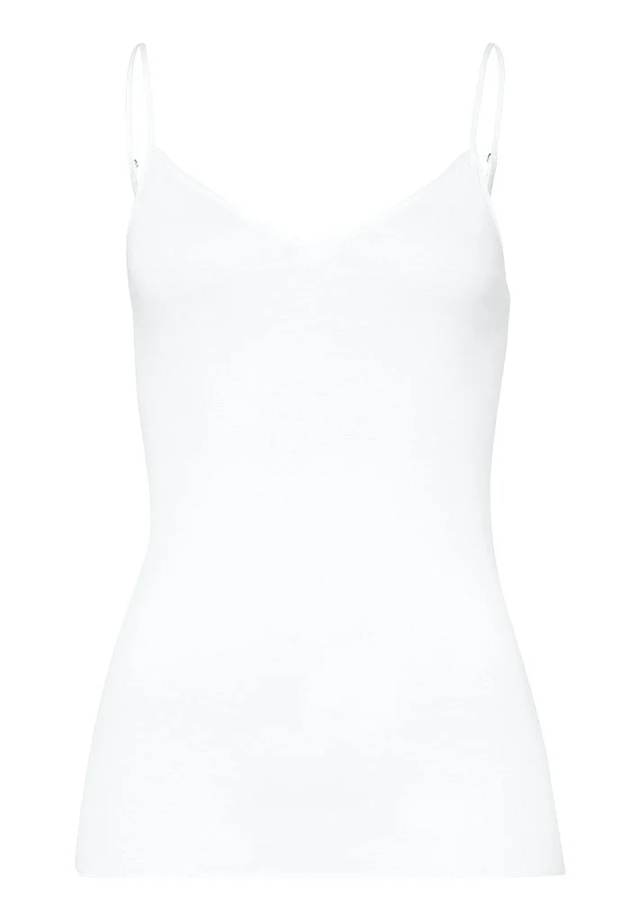 Cotton Seamless Spaghetti Strap Top White