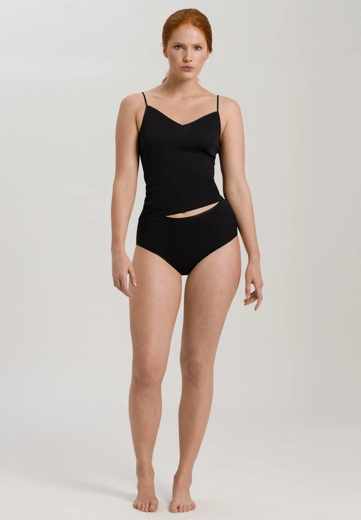 Cotton Seamless Spaghetti Strap Top Black