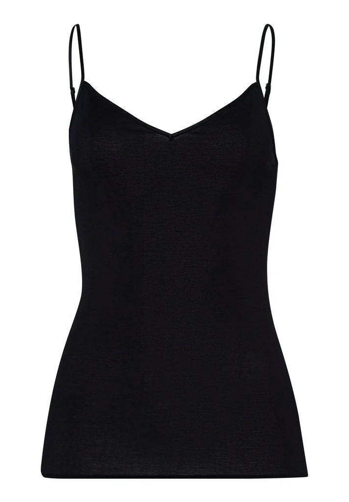 Cotton Seamless Spaghetti Strap Top Black
