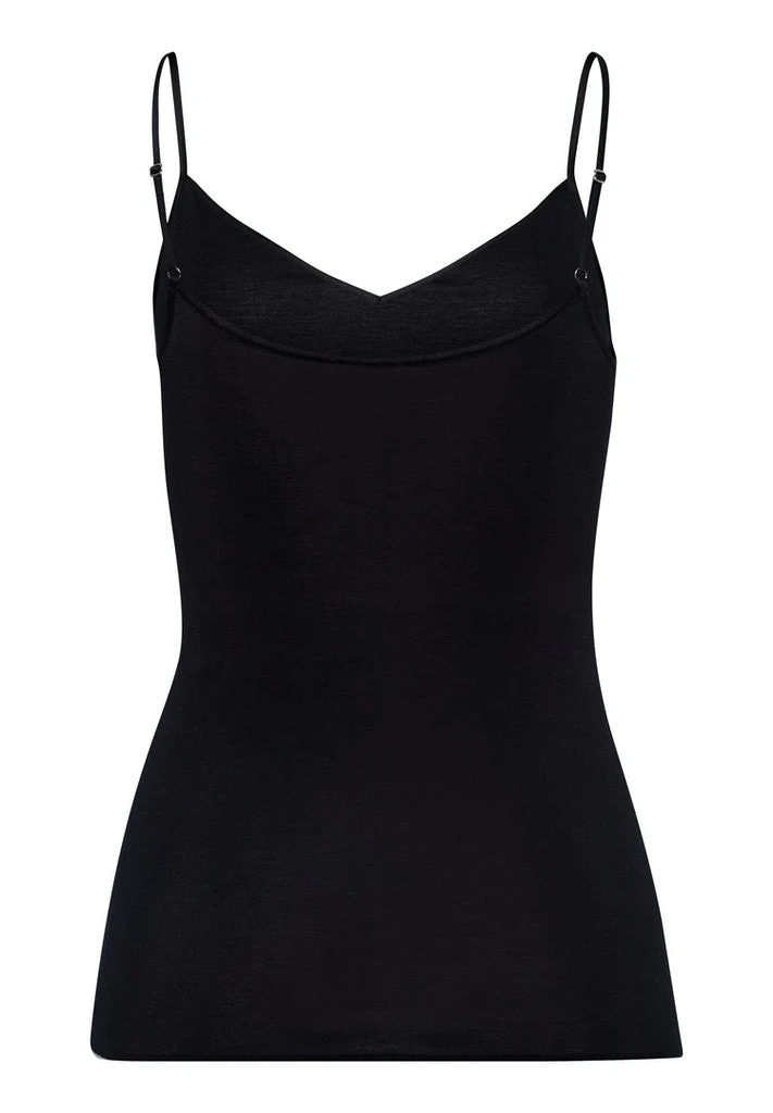Cotton Seamless Spaghetti Strap Top Black