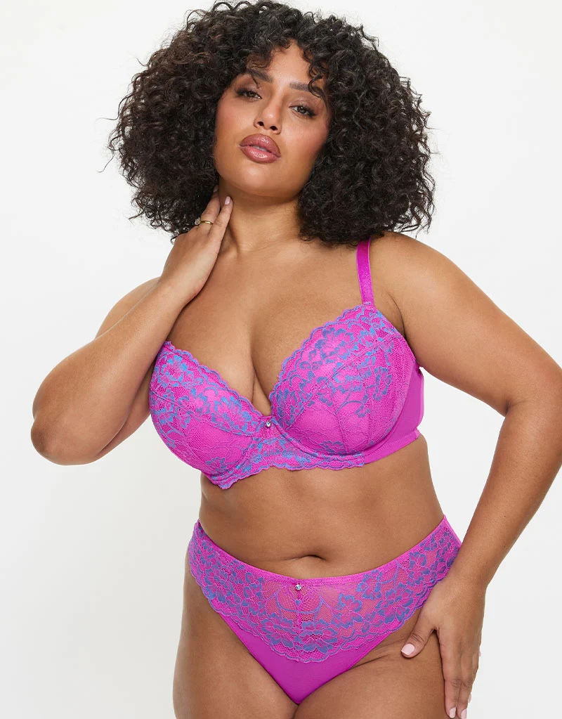 Ann Summers Sexy Lace Padded Plunge Bra Pink/Blue