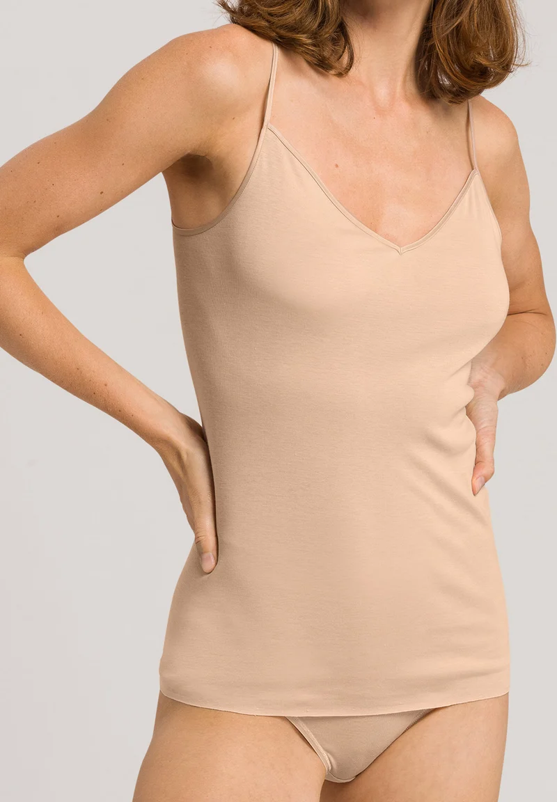 Cotton Seamless Spaghetti Top | beige 071601-070274