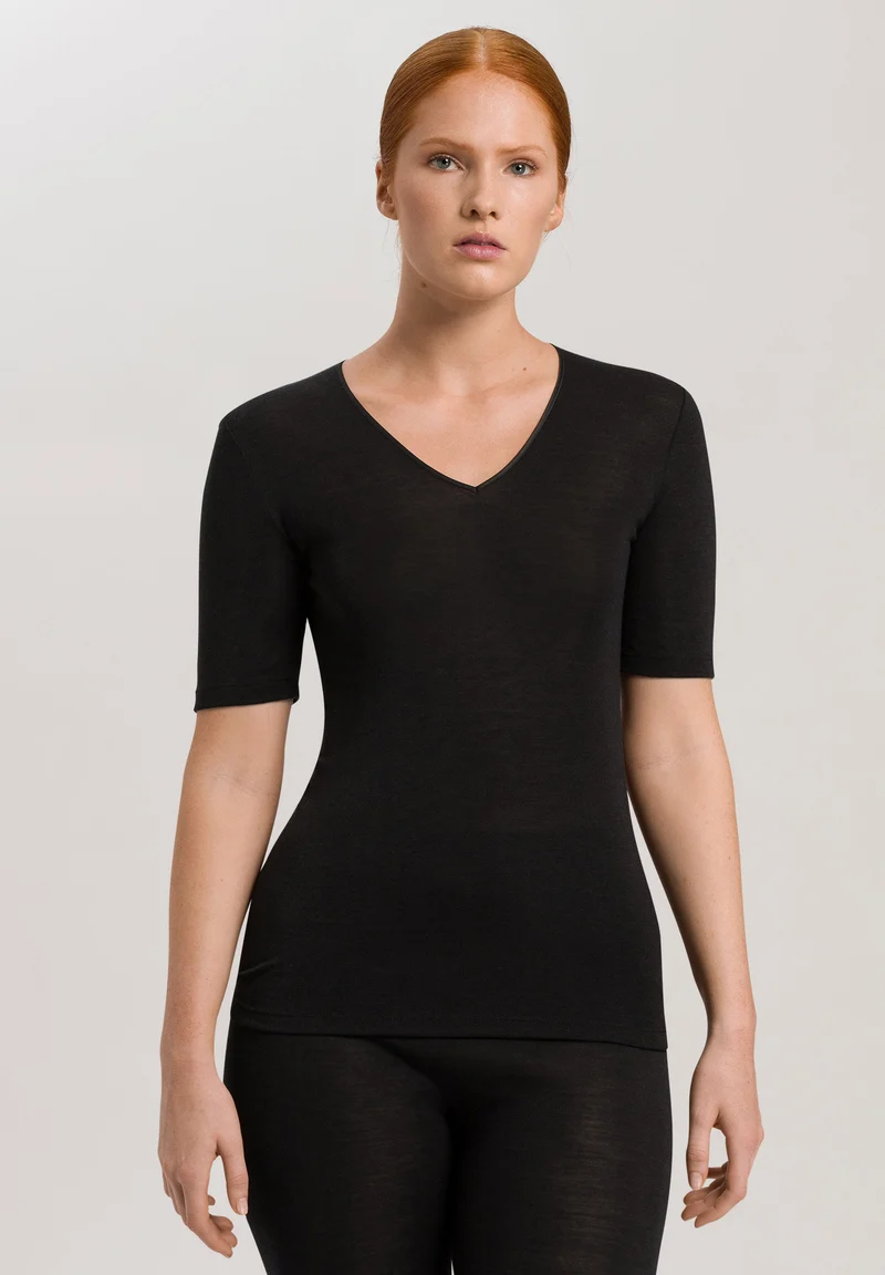 Woolen Silk S/SLV Shirt | black 071417-070018