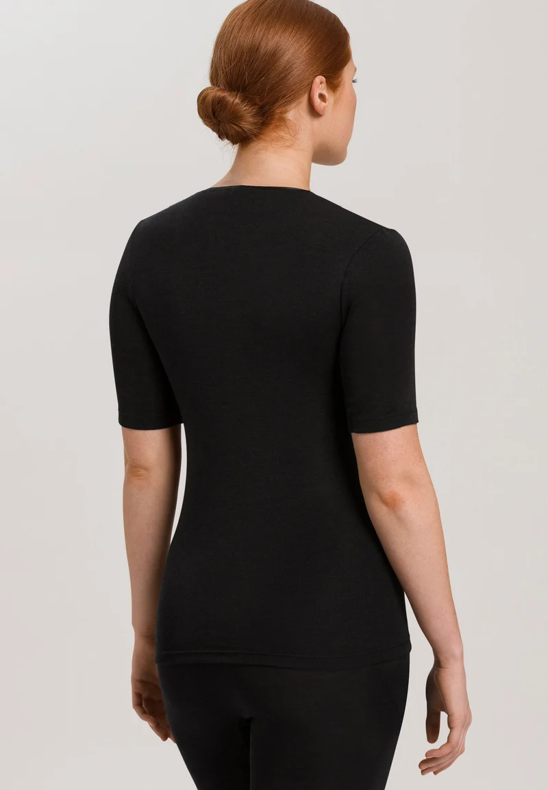 Woolen Silk S/SLV Shirt | black 071417-070018