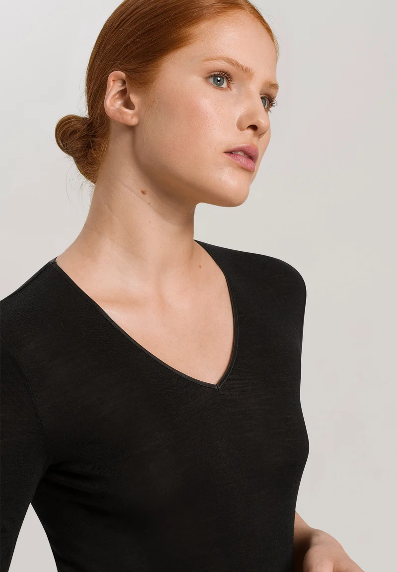 Woolen Silk S/SLV Shirt | black 071417-070018