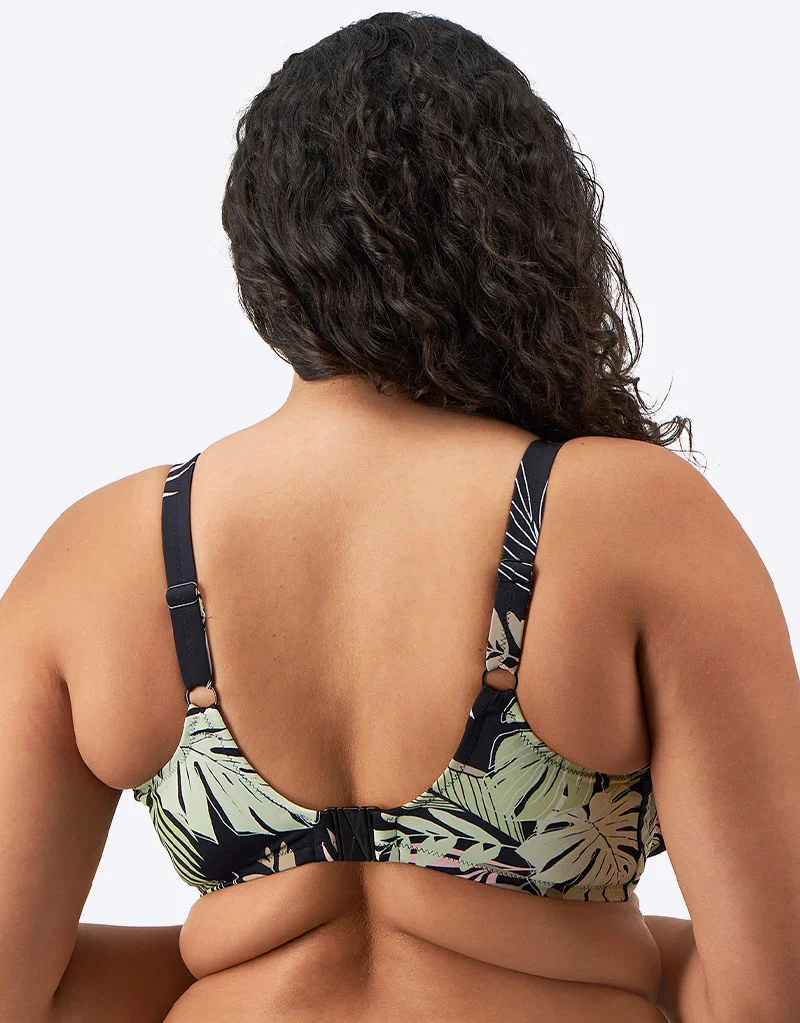 Elomi Tropical Retreat Plunge Bikini Top Black Print
