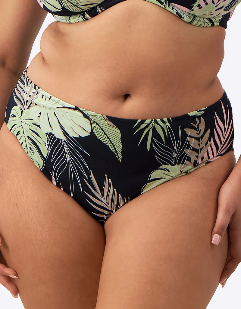 Elomi Tropical Retreat Mid Rise Bikini Brief Black Print
